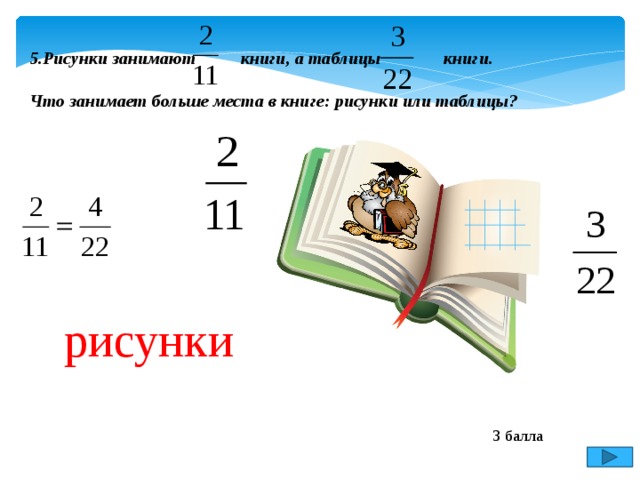 В книге 160 страниц рисунки занимают 3 16 числа
