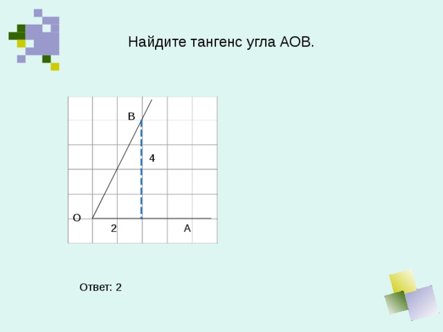 Найди тангенс угла аов изображенного на рисунке