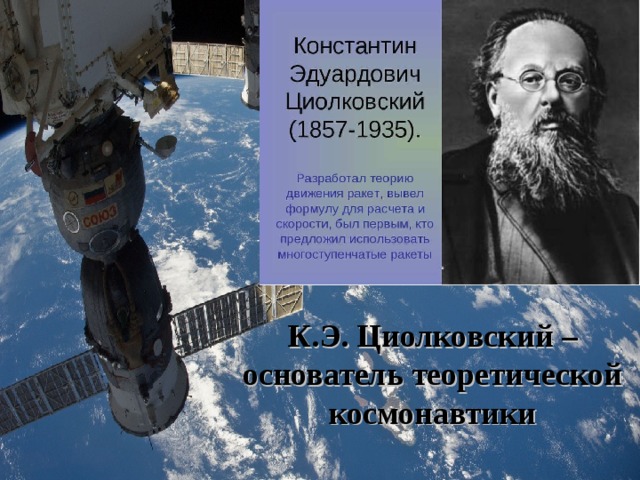К.Э. Циолковский – основатель теоретической космонавтики 