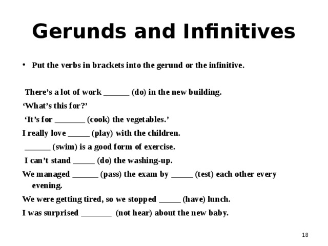 Gerund and infinitive презентация