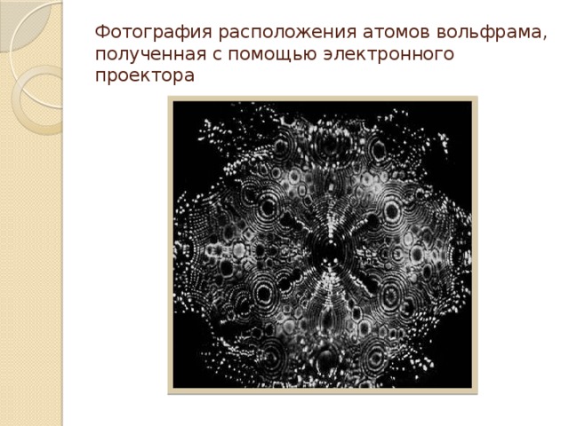 Фотография расположения атомов вольфрама, полученная с помощью электронного проектора 