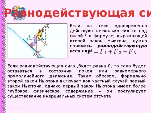 Равнодействующая сила будет равна