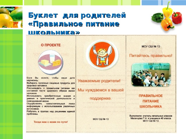 Правильное питание залог здоровья проект 4 класс