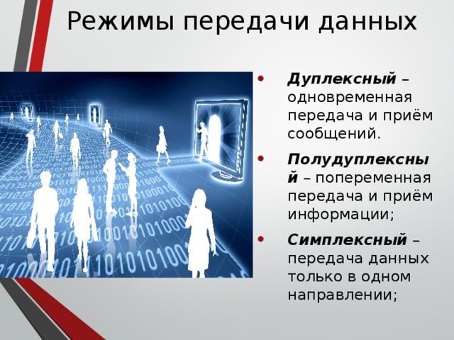 Режимы передачи данных. Характеристика режима передачи данных. Дайте характеристику режимам передачи данных. Режим передачи данных одновременные передача и прием данных.