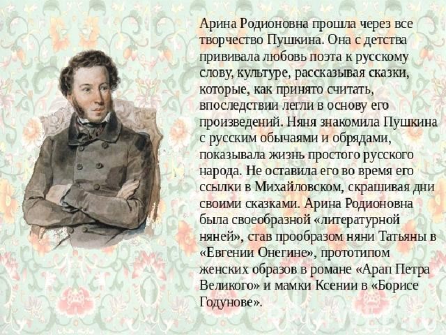 Презентация на тему арина родионовна в жизни и творчестве а с пушкина