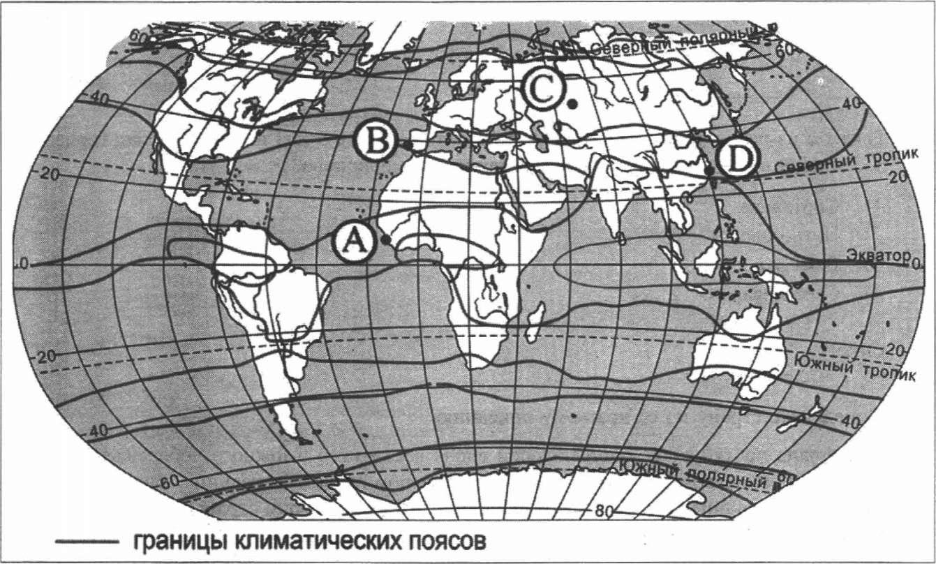 Климатические пояса контурная карта 7 класс