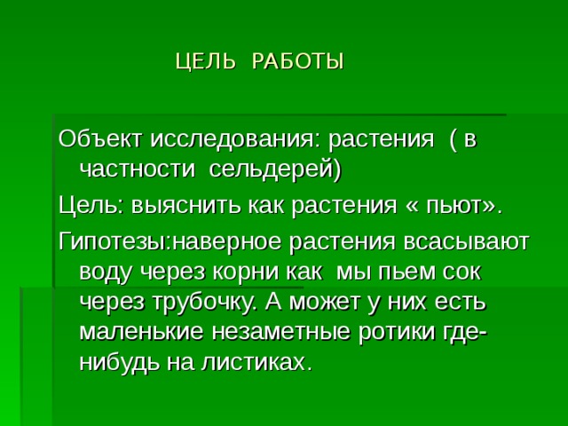 Как растения пьют воду проект