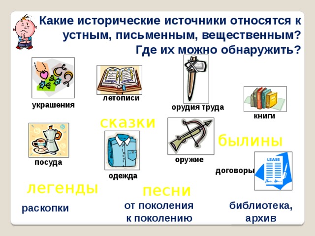 Источники знаний истории