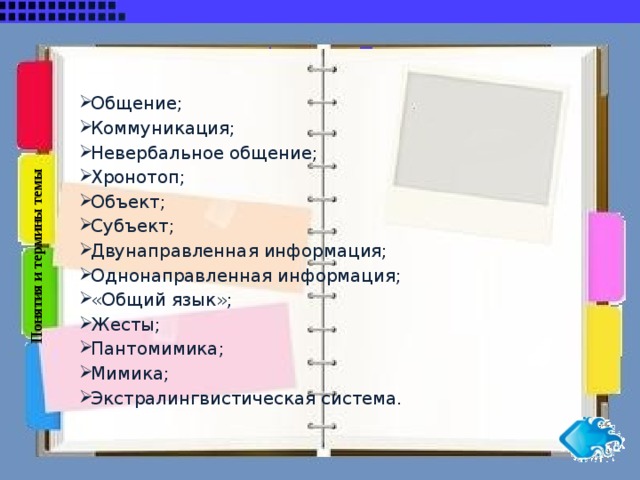 Понятия и термины темы
