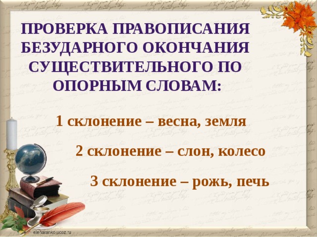 Учимся писать безударные окончания имен существительных 2 го склонения 3 класс 21 век презентация