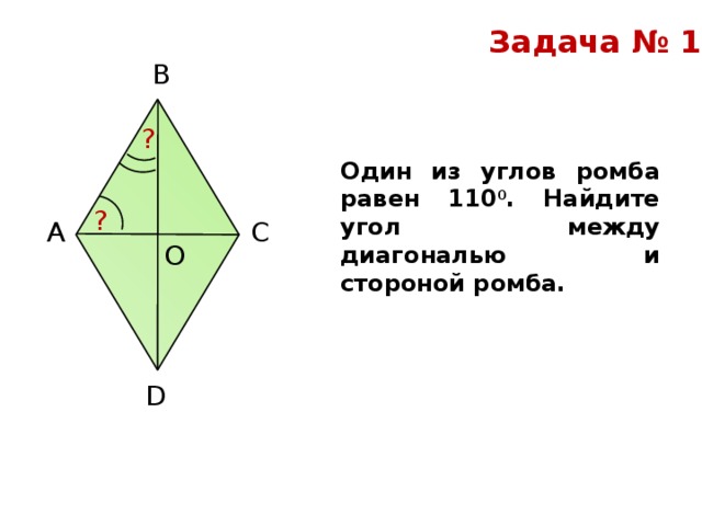 Найдите углы образующие диагонали ромба