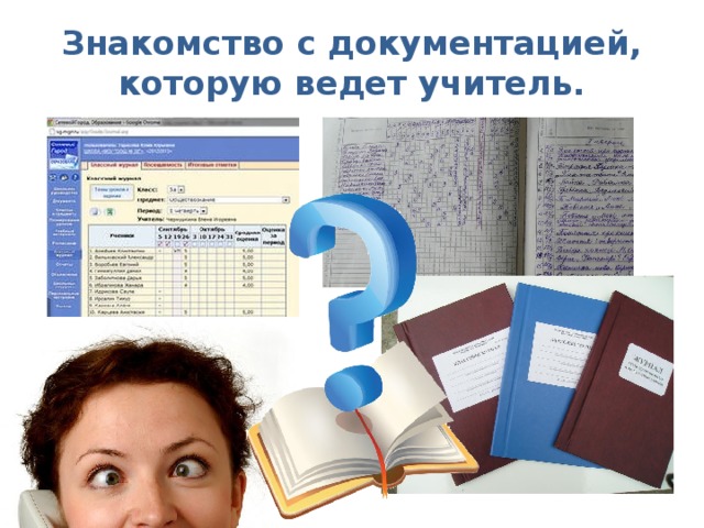 Знакомство с документацией, которую ведет учитель. 