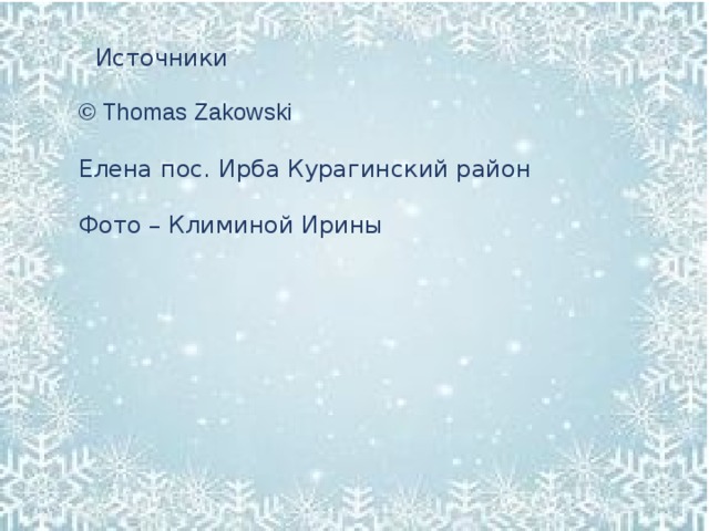 Источники © Thomas Zakowski Елена пос. Ирба Курагинский район Фото – Климиной Ирины 