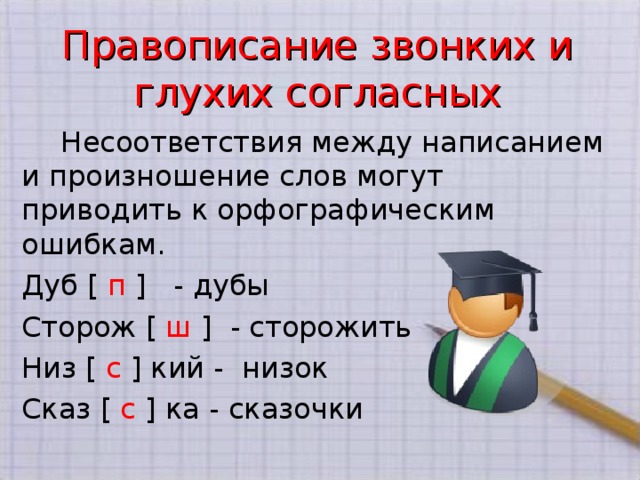 Правописание звонких согласных в слове