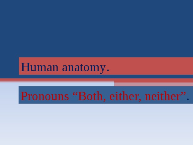 Human anatomy . Pronouns “Both, either, neither” . 