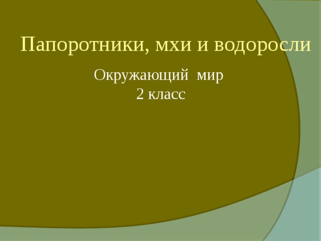  Папоротники, мхи и водоросли Окружающий мир  2 класс 