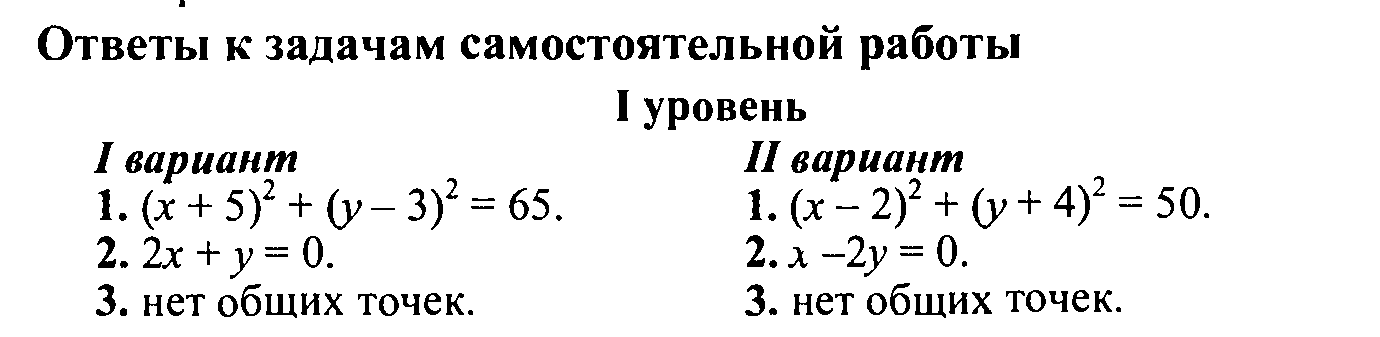 Контрольная работа по геометрии уравнение окружности