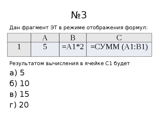 Сумм а1 в1 10. Результат вычислений в ячейке с1. Укажите результат вычисления формулы в ячейке с1?. Результатом вычислений в ячейке c1 будет. Результатом вычислений в ячейке а1+в1 будет.