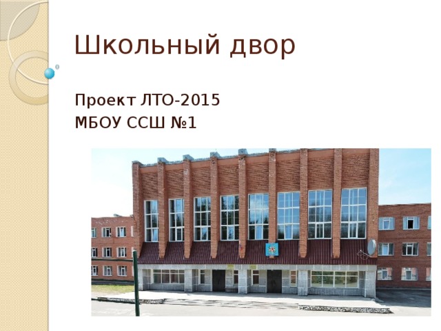 Школьный двор Проект ЛТО-2015 МБОУ ССШ №1 