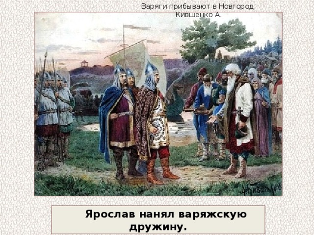 Варяги прибывают в Новгород. Кившенко А. Ярослав нанял варяжскую дружину. 