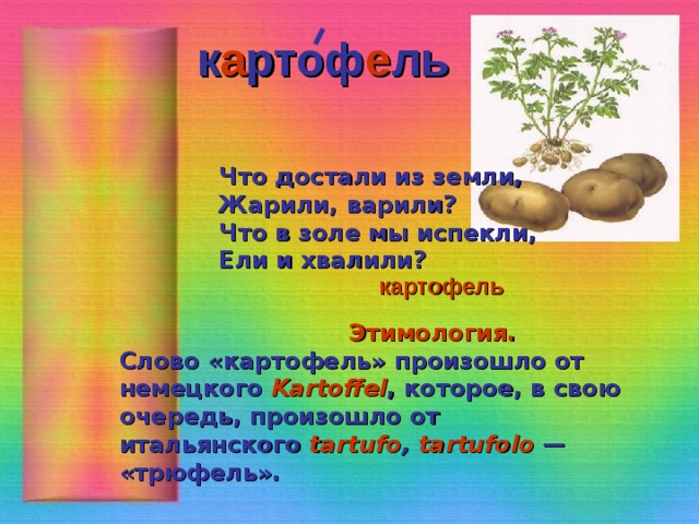 Текст картофель