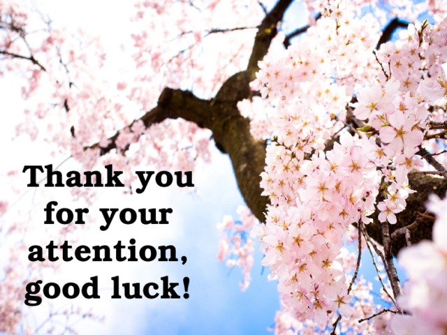 Thank you for your attention, good luck! 