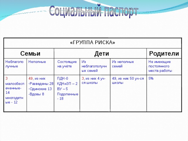 Социальное и материальное положение семьи образец