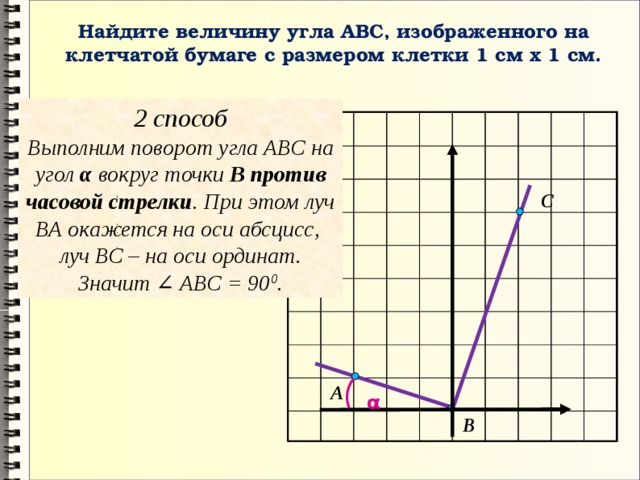 Тангенс угла на клетчатой бумаге