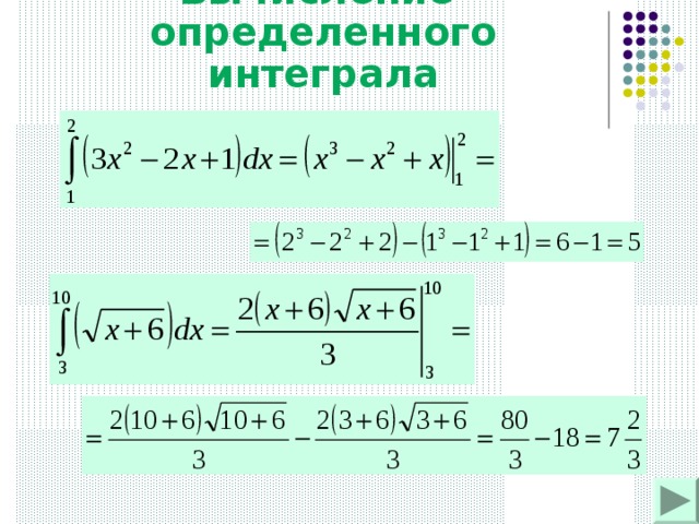 Вычисление  определенного интеграла 