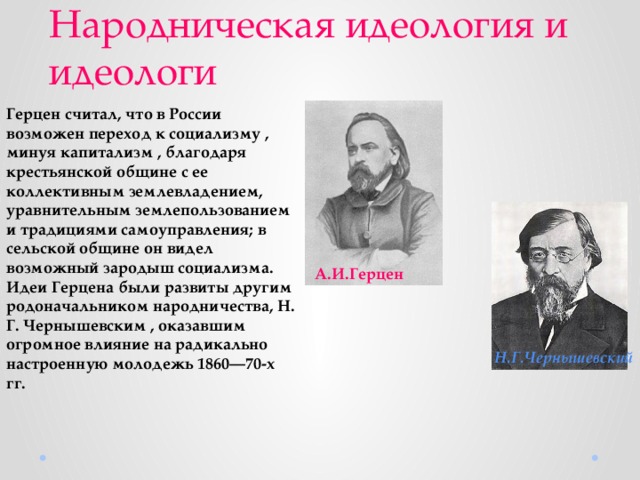 Народническая идеология. Народнический социализм. Народнические идеи крестьянского социализма. Народническая критика. Первая народническая организация