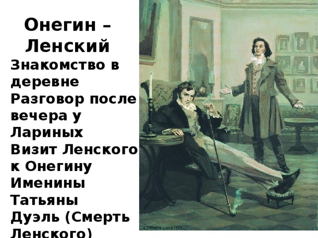 Дуэль Онегина и Ленского в романе А.С.Пушкина "Евгений Онегин"