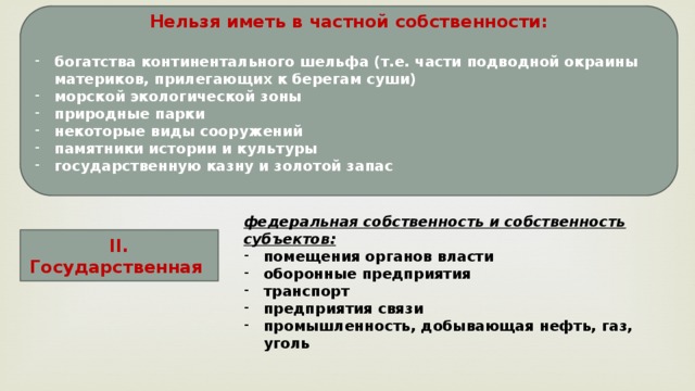 Континентальная собственность. Частная собственность, богатство. Из нижеперечисленного частная собственность невозможна на.