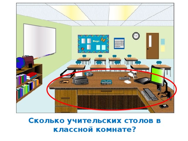 Сколько учительских столов в классной комнате? 