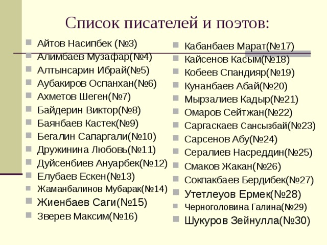 Список прозаиков