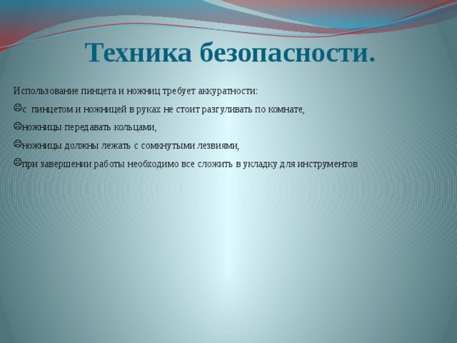 Техника безопасности в проекте по технологии девочки