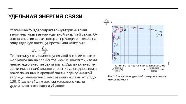 Удельная энергия связи равна. График энергии связи атомных ядер. Что такое Удельная энергия связи атомного ядра.