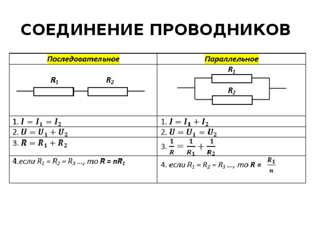 Тест по теме соединение проводников. Последовательное и параллельное соединение проводников. Последовательное и параллельное соединение проводников формулы. Схема последовательного соединения n-проводников. Таблица последовательное и параллельное соединение проводников.