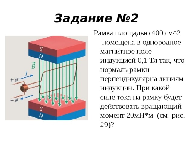 Площадь рамки в магнитном поле