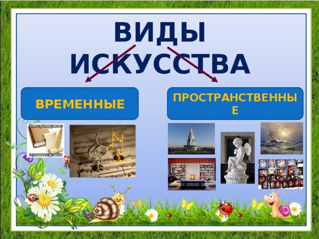 ВИДЫ ИСКУССТВА ВРЕМЕННЫЕ ПРОСТРАНСТВЕННЫЕ 