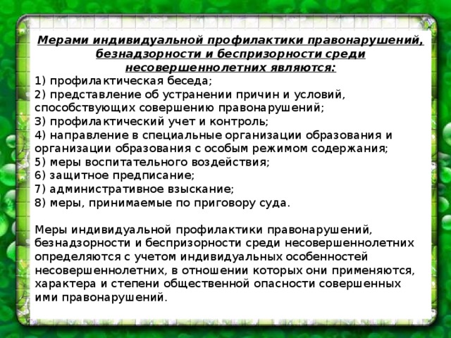 План профилактических мероприятий по предупреждению правонарушений и преступлений