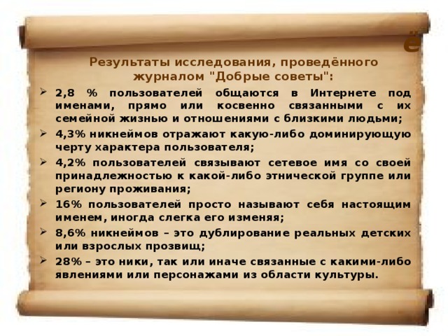 ё   Результаты исследования, проведённого журналом 