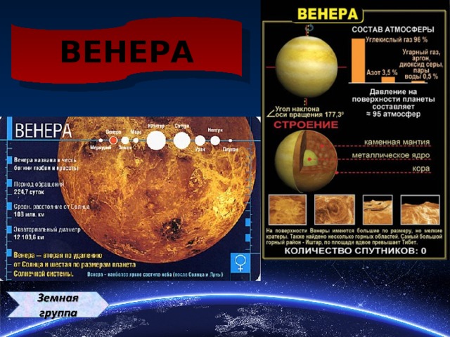 На диаграмме показан состав атмосферы планеты венера