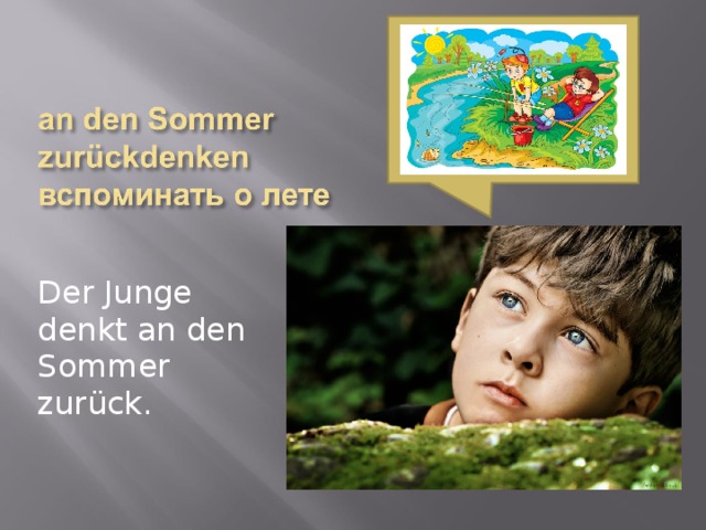 Der Junge denkt an den Sommer zur ü ck. 