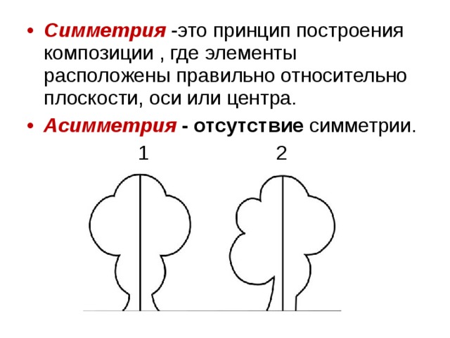 Нарисовать симметричные предметы