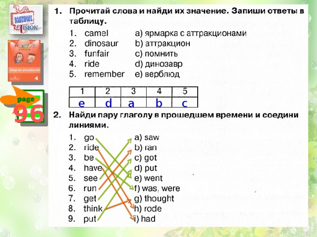 Найди и запиши значения