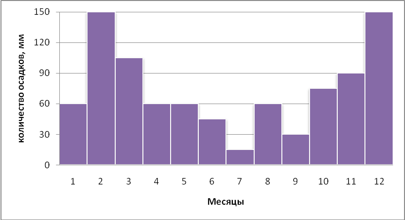 На диаграмме показано количество осадков выпавших в барнауле в каждом месяце 2019