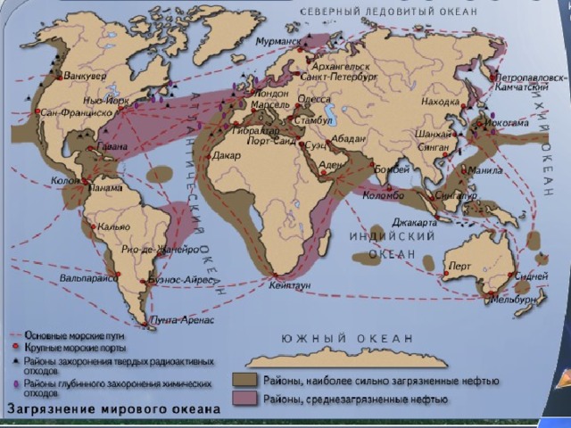 Концентрация нефтепродуктов в мировом океане карта