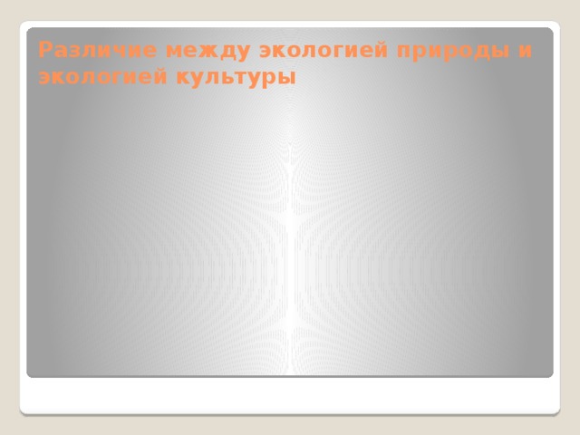 Различие между экологией природы и экологией культуры 