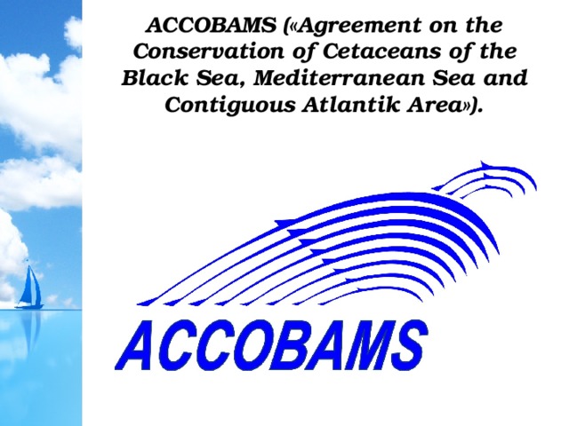 ACCOBAMS («Agreement on the Conservation of Cetaceans of the Black Sea, Mediterranean Sea and Contiguous Atlantik Area»).  
