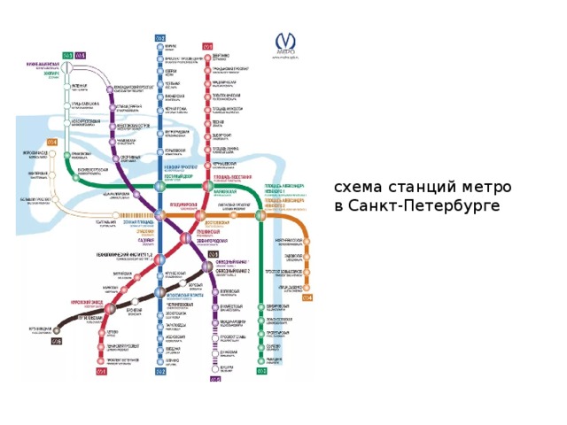 схема станций метро в Санкт-Петербурге 